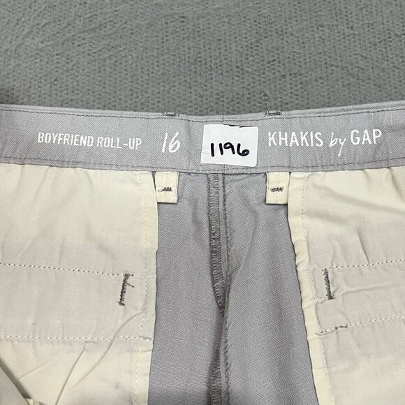 Gap Boyfriend Roll Up Shorts Womens Size 16 Gray Flax Linen Chino Style Shorts - Picture 3 of 9